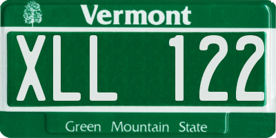 VT license plate XLL122