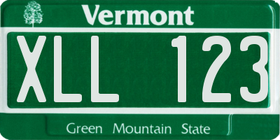 VT license plate XLL123