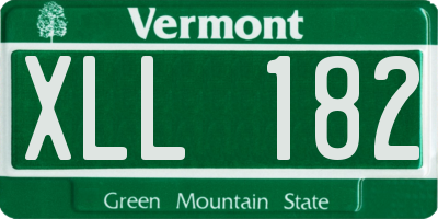 VT license plate XLL182