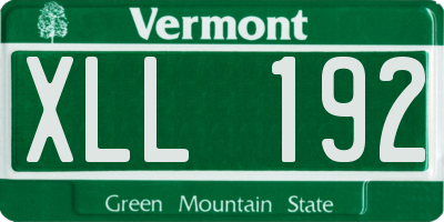 VT license plate XLL192