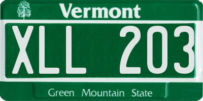 VT license plate XLL203