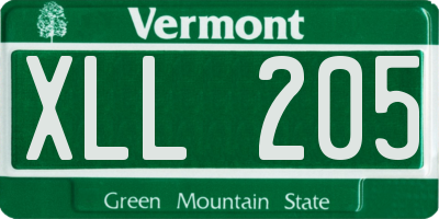 VT license plate XLL205