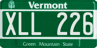 VT license plate XLL226