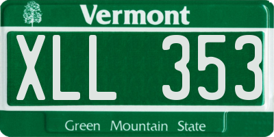 VT license plate XLL353