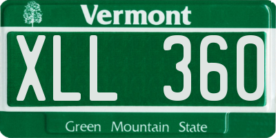 VT license plate XLL360