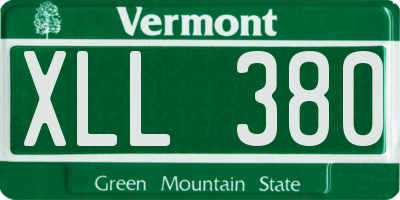 VT license plate XLL380