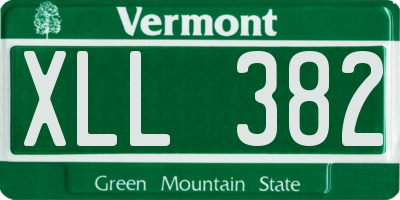 VT license plate XLL382