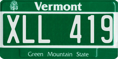VT license plate XLL419