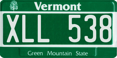 VT license plate XLL538
