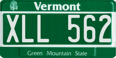 VT license plate XLL562