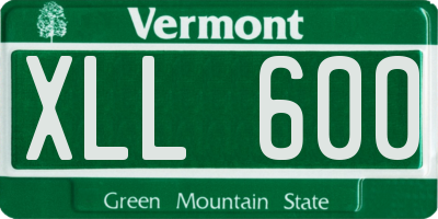 VT license plate XLL600