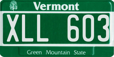 VT license plate XLL603