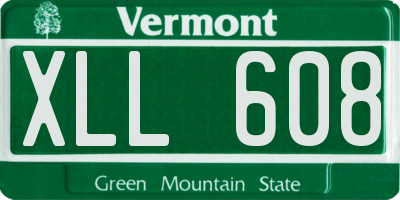 VT license plate XLL608