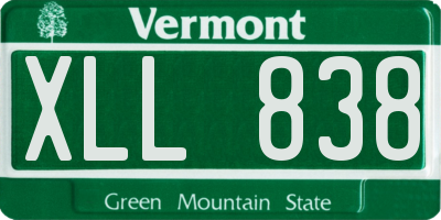 VT license plate XLL838