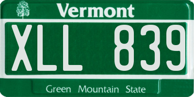 VT license plate XLL839