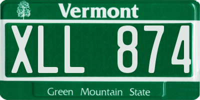 VT license plate XLL874