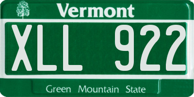VT license plate XLL922