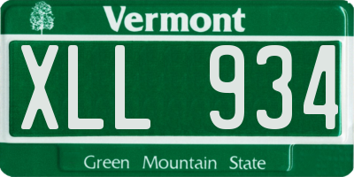 VT license plate XLL934