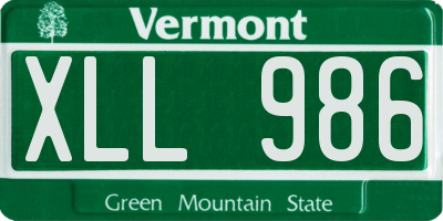 VT license plate XLL986