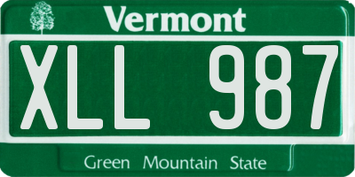 VT license plate XLL987