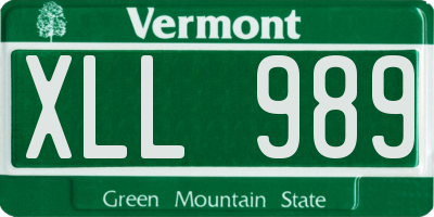 VT license plate XLL989