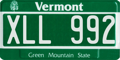 VT license plate XLL992