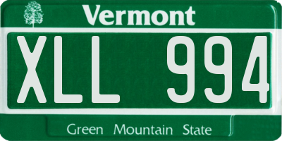 VT license plate XLL994
