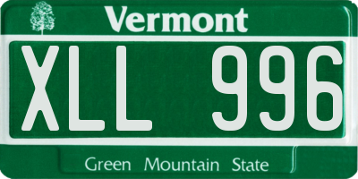 VT license plate XLL996