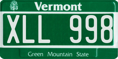 VT license plate XLL998