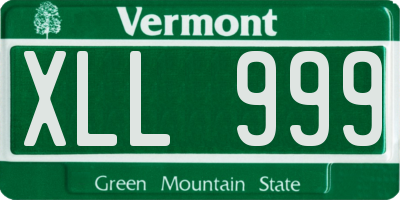VT license plate XLL999