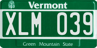 VT license plate XLM039