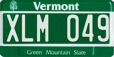 VT license plate XLM049
