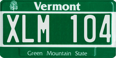VT license plate XLM104