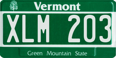 VT license plate XLM203