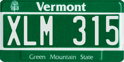 VT license plate XLM315
