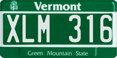VT license plate XLM316