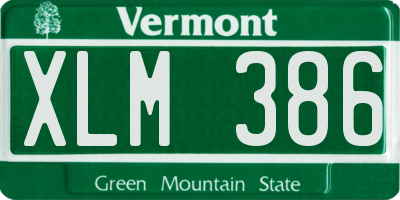 VT license plate XLM386