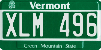 VT license plate XLM496
