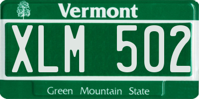 VT license plate XLM502