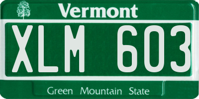 VT license plate XLM603