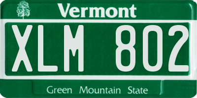 VT license plate XLM802