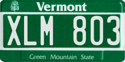 VT license plate XLM803