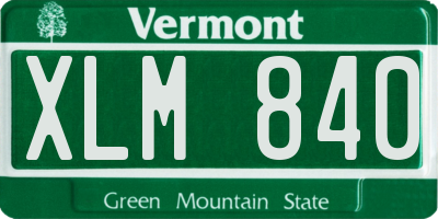 VT license plate XLM840
