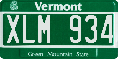 VT license plate XLM934