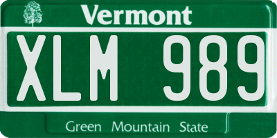 VT license plate XLM989