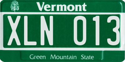 VT license plate XLN013