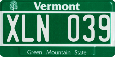 VT license plate XLN039