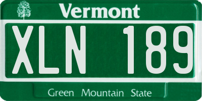 VT license plate XLN189