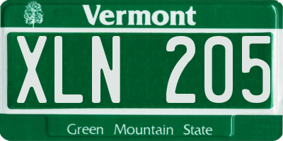 VT license plate XLN205