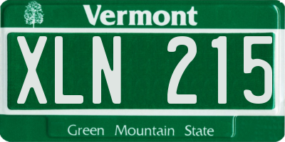 VT license plate XLN215